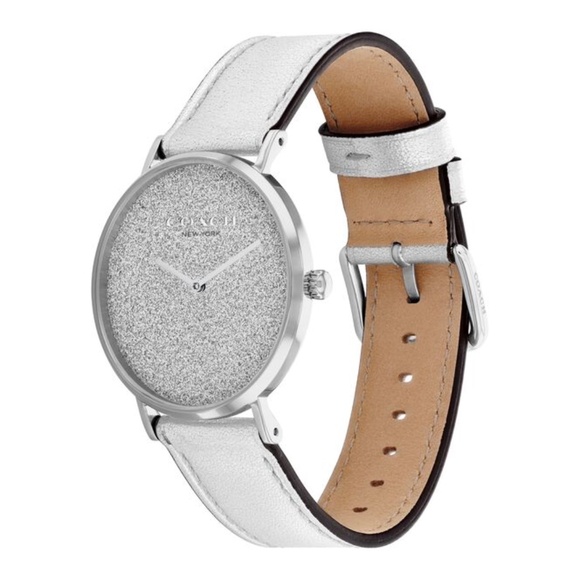 COACH Traditional Round PERRY Watch with Finished Silver Leather Strap main image 5